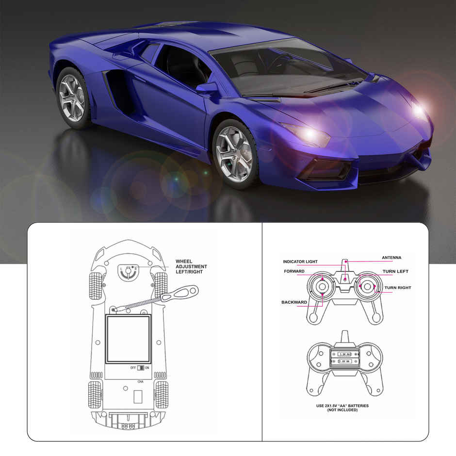 SEEDO Remote Control Car 1:16 , 2.4 GHz, USB Rechargeable, Fast Speed Luxurious Sports Car | Blue