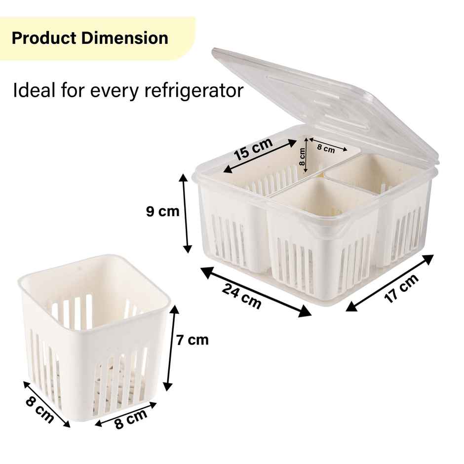 Kuber Industries 3-Compartment Fridge Organizers Set | Vegetable & Grocery Container | Transparent