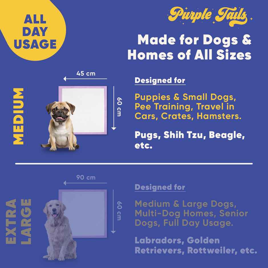 Purple Tails Medium Pet Training Pads