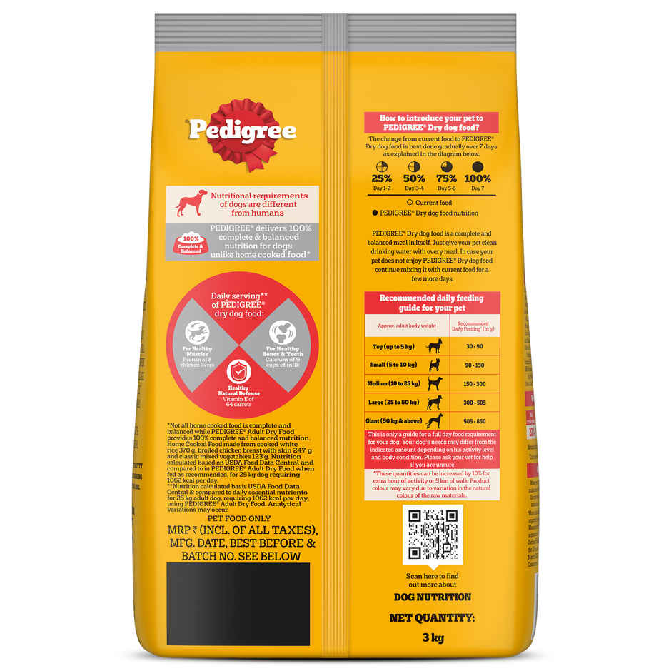 Pedigree Adult Chicken, Egg & Rice Dry Dog Food