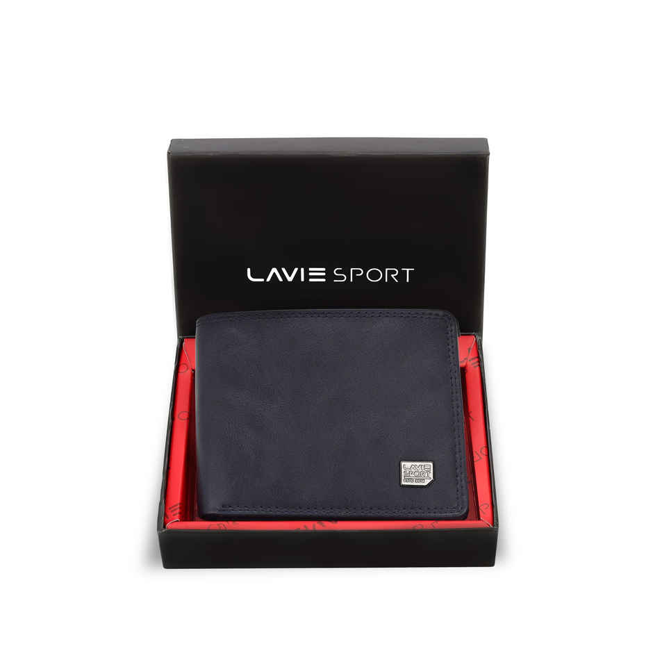 Lavie Sport Men's Solid Faux Leather Bi-Fold Wallet | Navy | (12 x 1.6 x 9 cm)