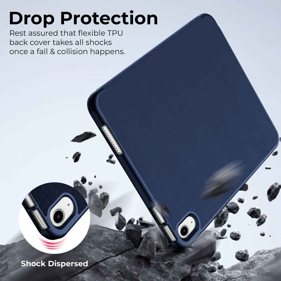 Artistque iPad 11th Gen 11 and 10th Gen 10.9 Trifold Case Cover | Pencil Holder | Auto Sleep | Blue