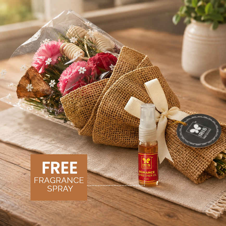 Rose Dry Flower Bouquet with Free Fragrance Spray | Ideal for Gifting | IRIS