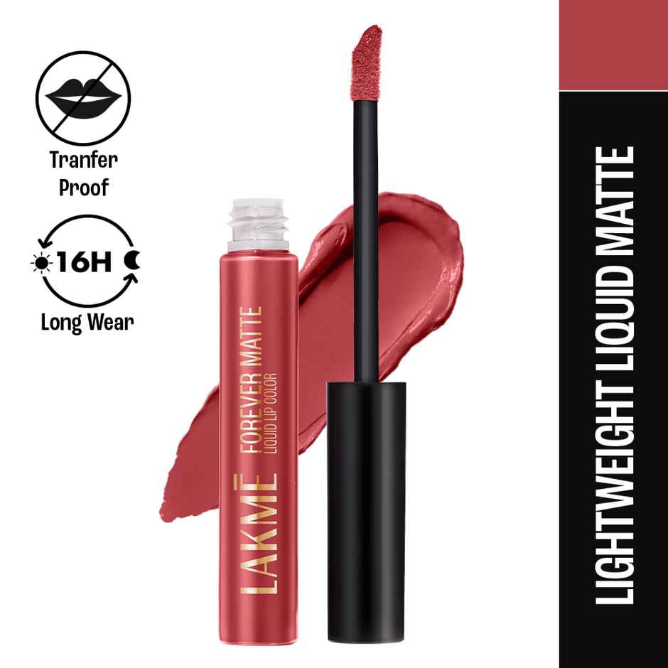 Lakme Forever Matte Liquid Lip, 16hr Lipstick, Lightweight & transferproof - Pink Peach