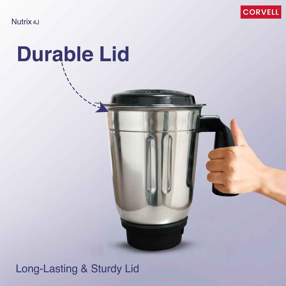 CORVELL Nutrimaxx 750W Blue Mixer Grinder for Kitchen | 4 Stainless Steel Jars | Blender | Grinder