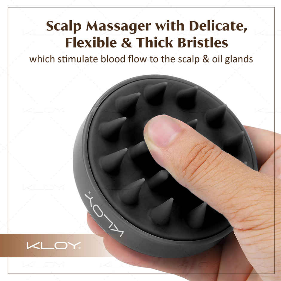 Kloy Round Hair Scalp Massager Shampoo Brush | Anti-Dandruff | Black