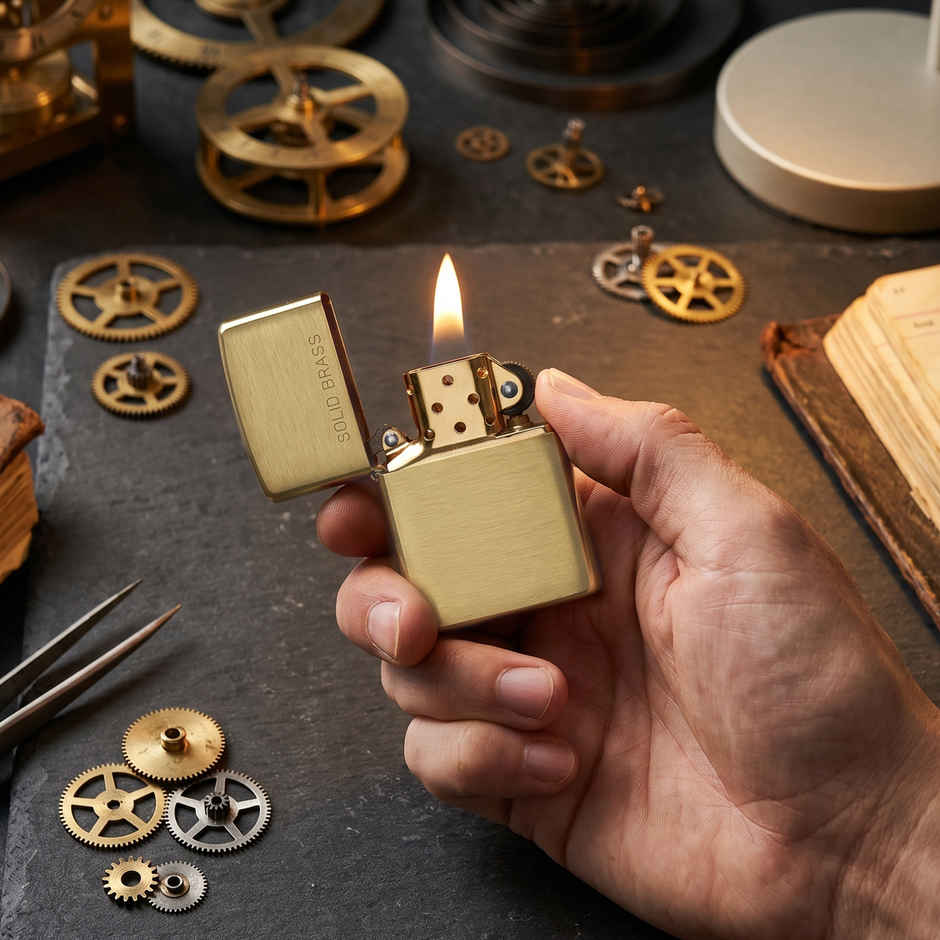 Zippo Classic Brushed Solid Brass Windproof Pocket Lighter