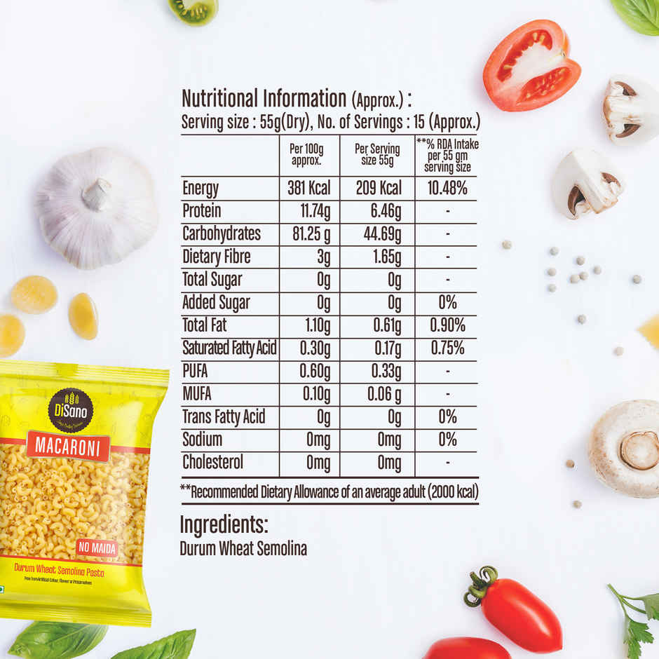 Disano Macaroni Pasta | Source of Protein & Fiber