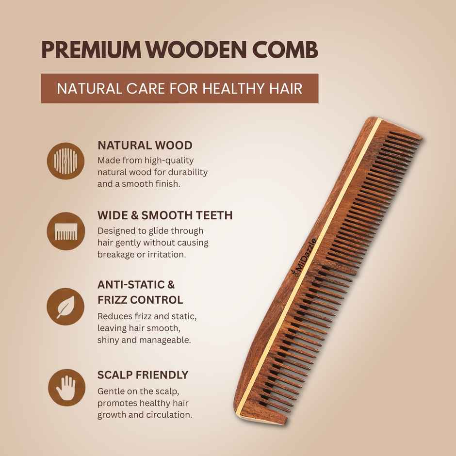 Midazzle Natural Handcrafted Sheesham Rosewood Hair Comb | MIRC2004
