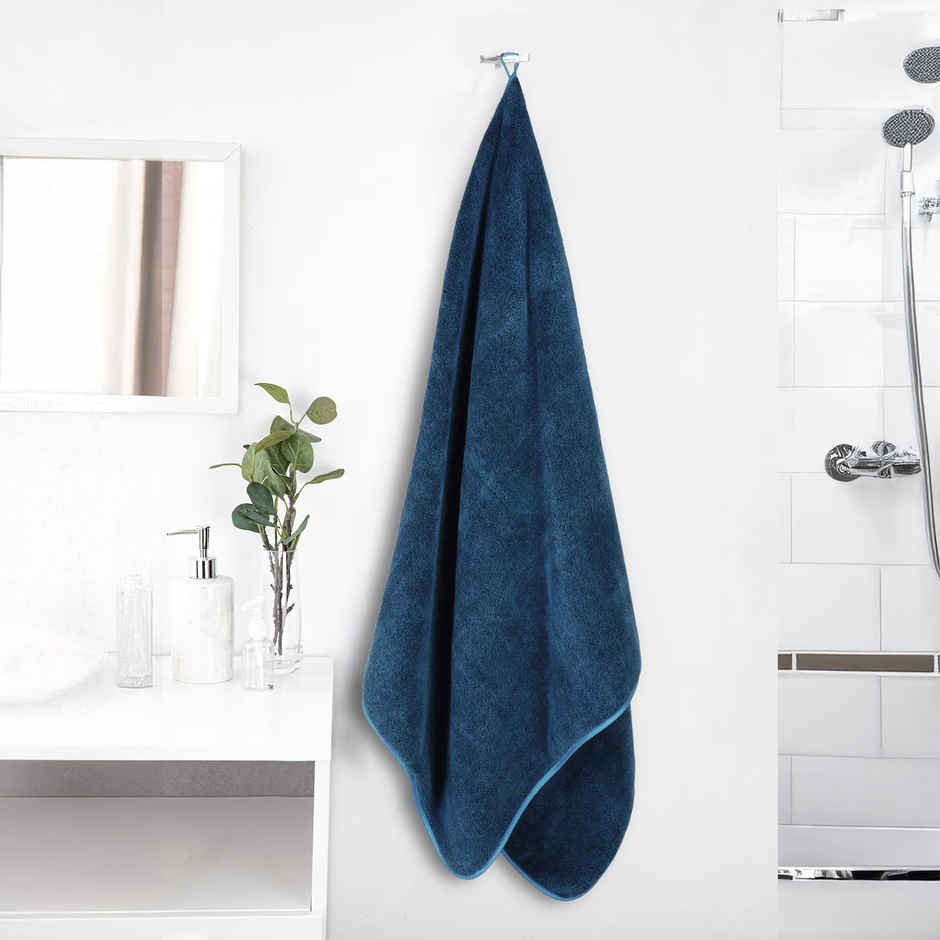 Story@Home Microfiber Towels | Solid Bath Towel | 400 GSM | XL | Blue