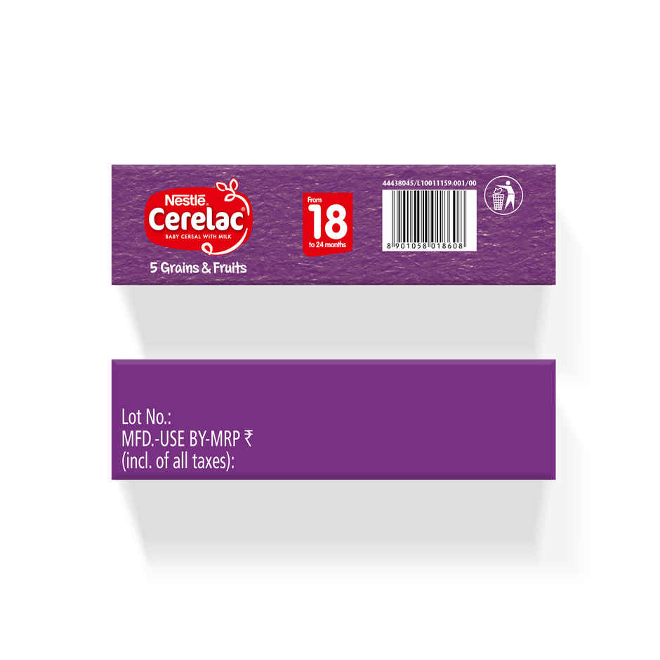 Nestle Cerelac 5 Grains & Fruits Baby Food Cereal, No Preservatives, 18 to 24 Months Baby