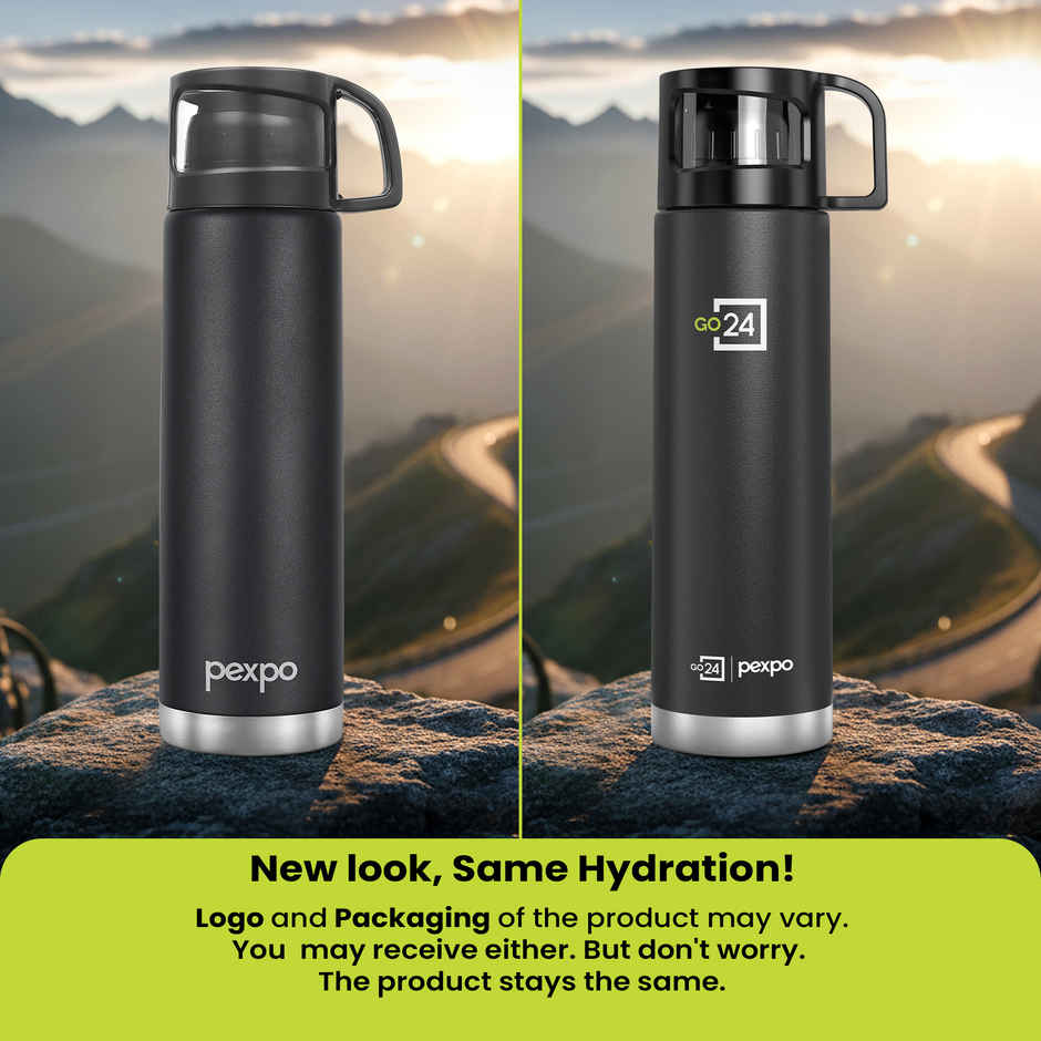 Go24 | Pexpo Vacuum Insulated Water Bottle With Jute-Bag | 1 L | 24 Hrs Hot And Cold Ferrero Flask
