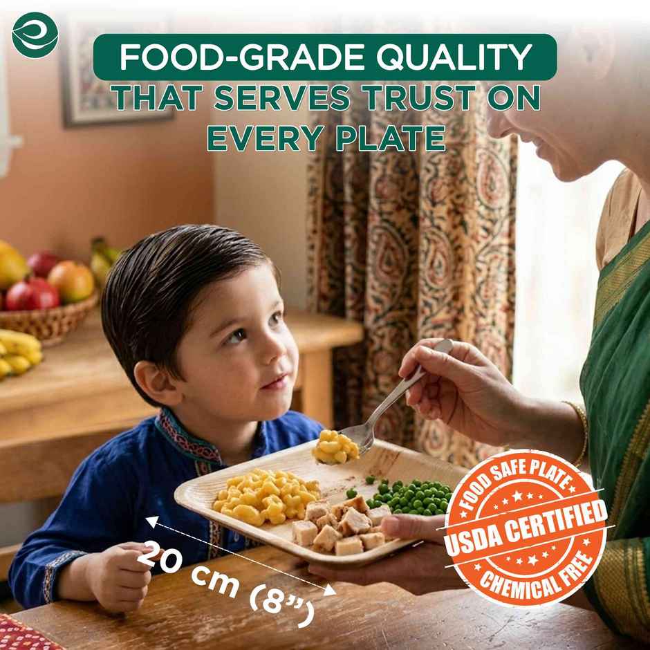 Palm Leaf Plate | Square | 8 inch | 10 Count | Eco Soul