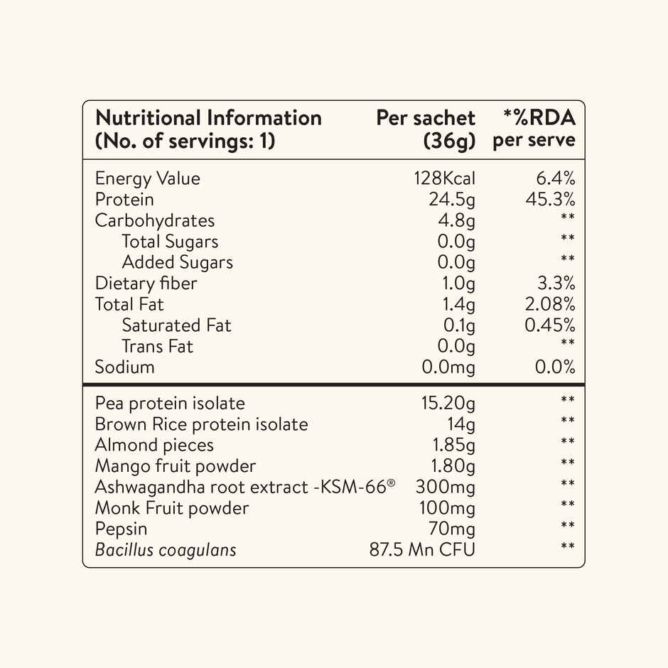 Happy Cultures 24g Plant Protein| Alphonso Mango|Pea & Brown Rice Protein Isolate