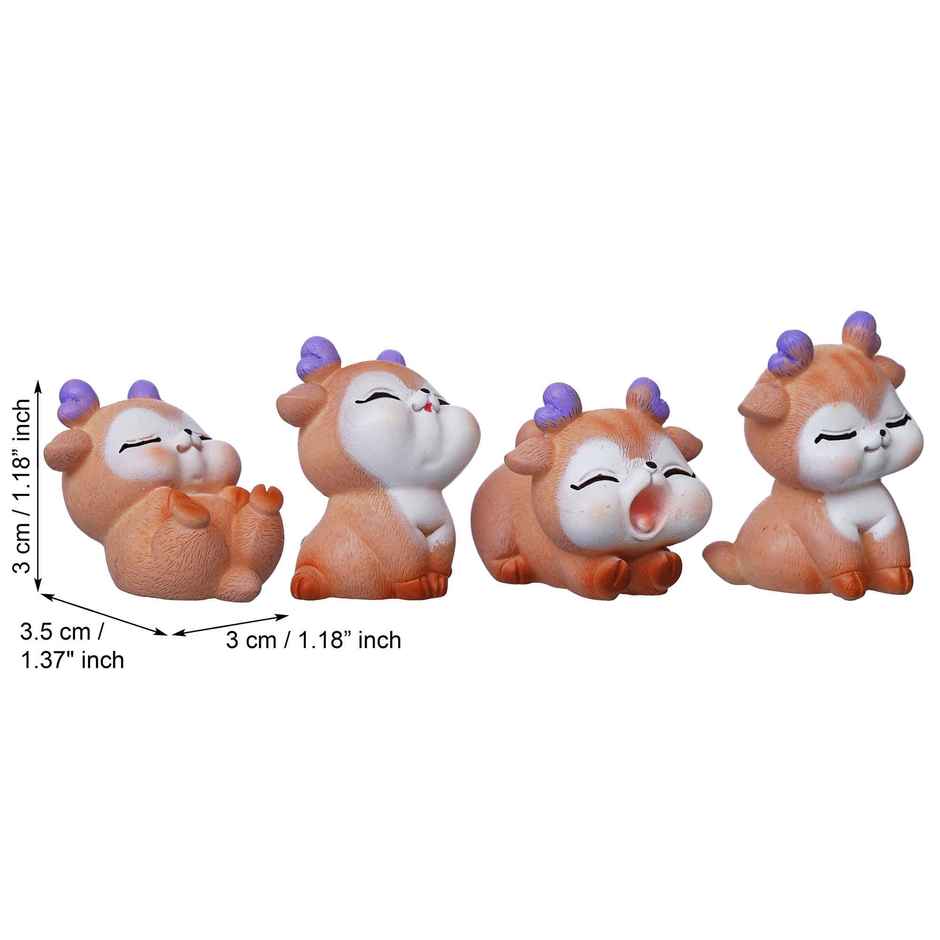eCraftIndia Set of 4 Miniature Cute Deer Statues Animal Figurines Showpiece