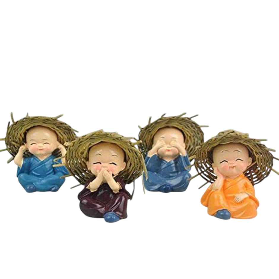 Tied Ribbons Miniature Buddha Monks | Pack Of 4