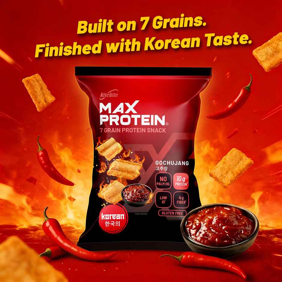 RiteBite Max Protein Gochujang Multigrain Protein Korean Chips | 10g Protein | 4g Fiber Combo