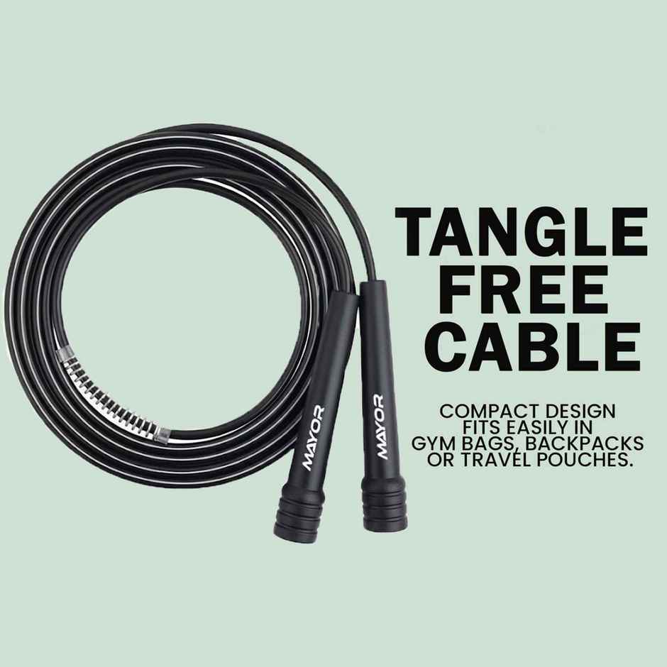 Mayor Fitness Adjustable Skipping Rope Tangle Free Jumping Rope | Freestyle Skipping Rope | Black