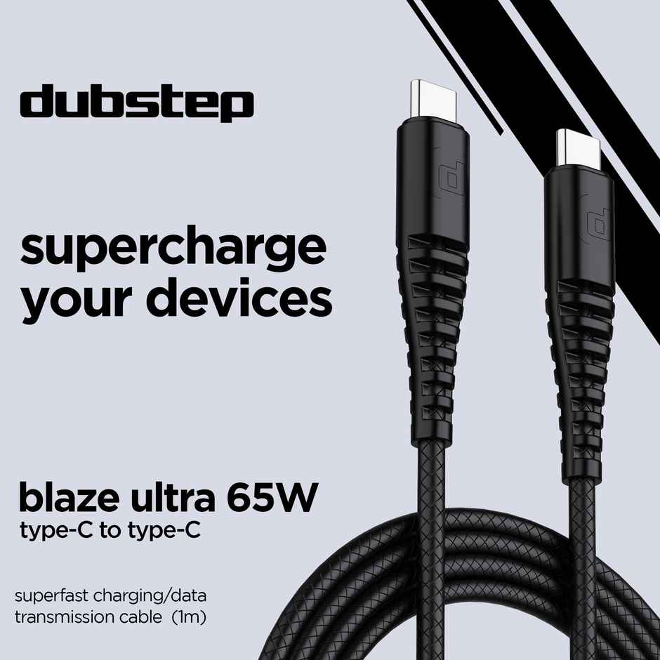 Dubstep Blaze Ultra 65W Type C to Type C 1m Fast Charging Data Cable | Black