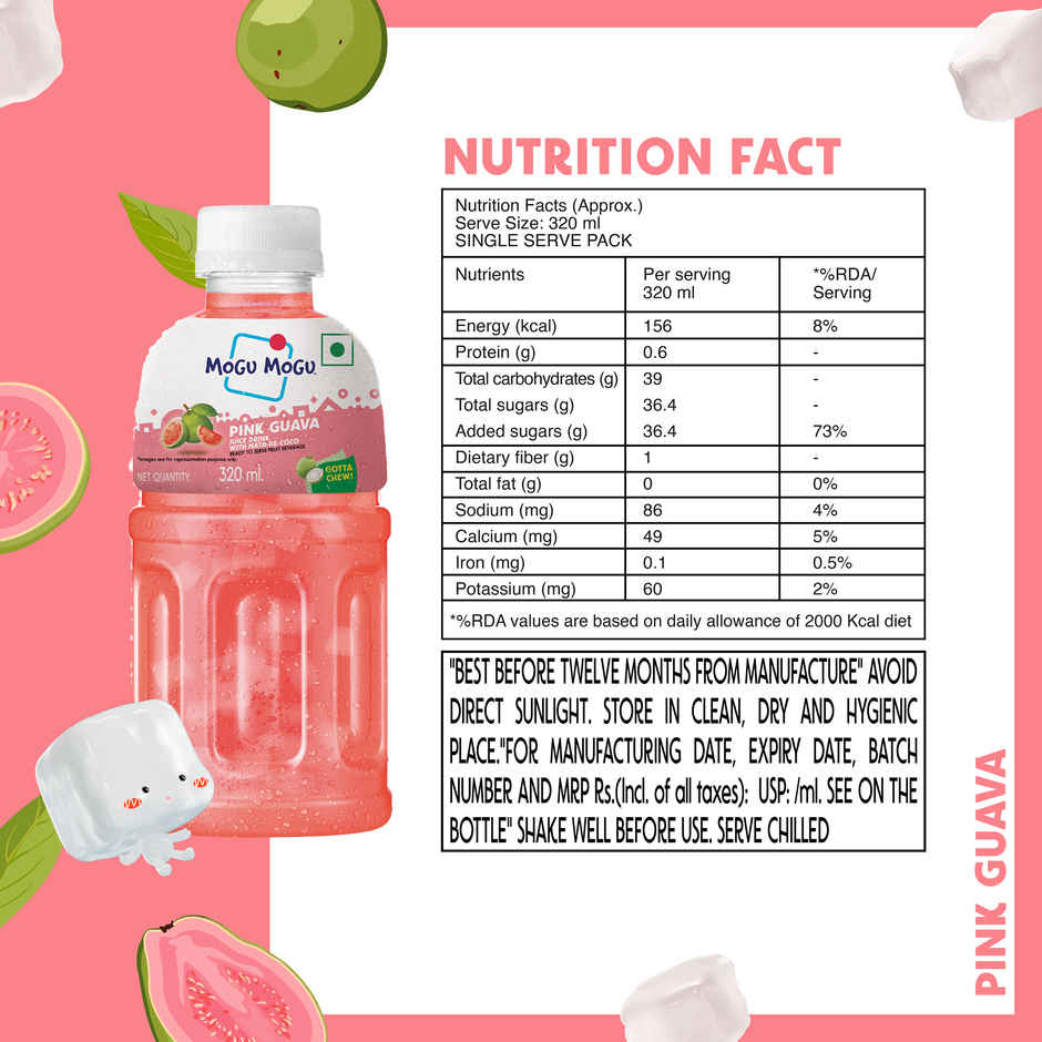 Mogu Mogu Thai Pink Guava Juice with Nata de Coco