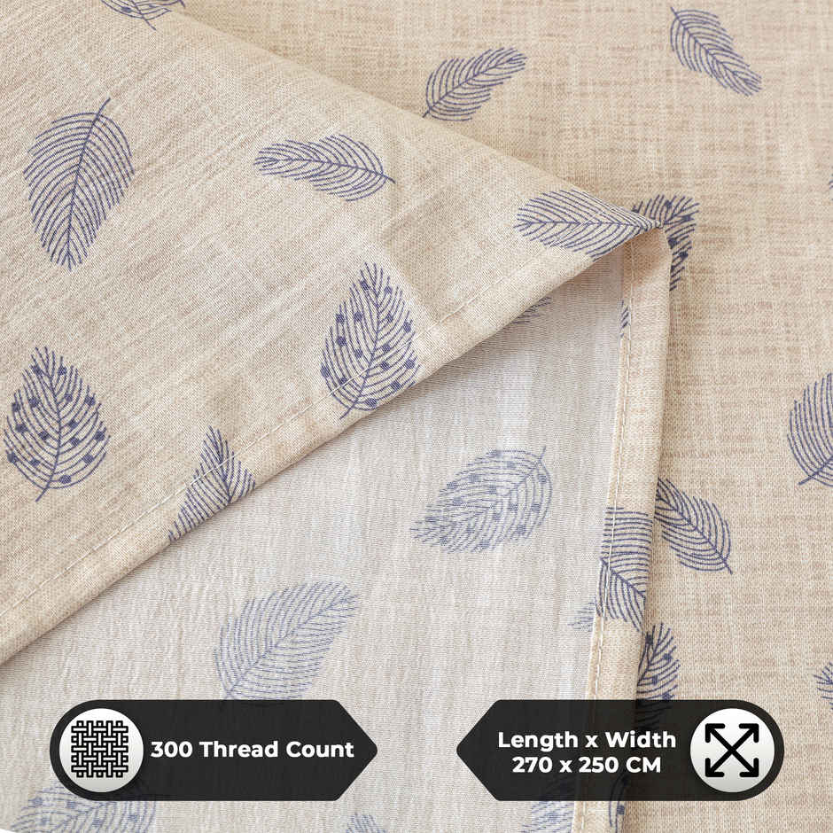 Story@Home Microfiber King 300 TC Floral Bedsheet with 2 Pillow Covers | Beige