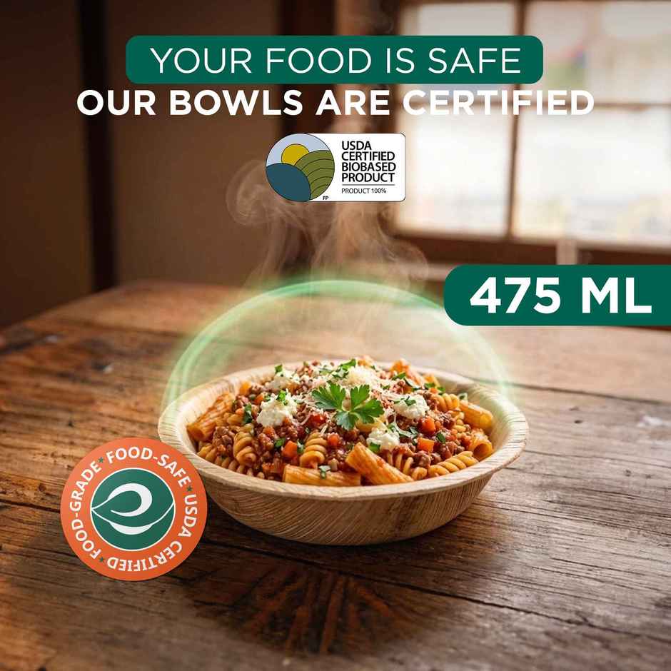 ECO SOUL | Palm Leaf Disposable Bowl | 500 ml | Round | 10 Count