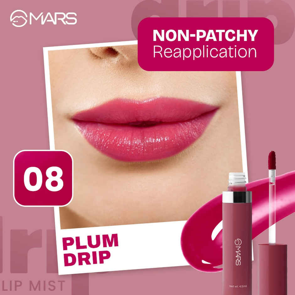 MARS Cosmetics Drip Lip Mist for Women | 4.5 ml | 08-Plum Drip