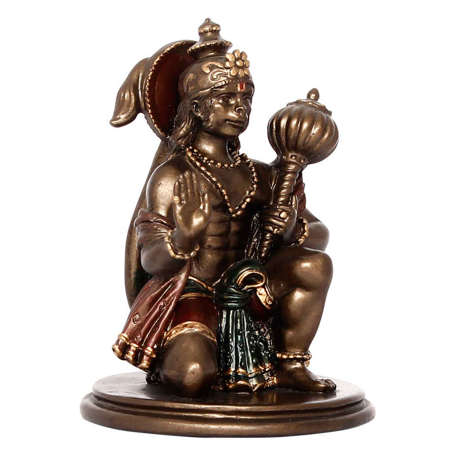 eCraftIndia Brown And Copper Polyresin Blessing Lord Hanuman Idol With Mace