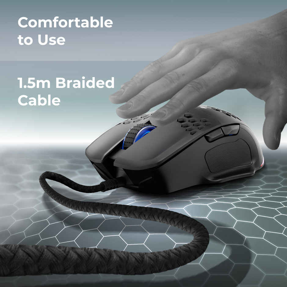 Zebronics Crosshair Premium Gaming Rgb Usb Mouse With Up To 7200 Dpi, Included Custom Magnetic
