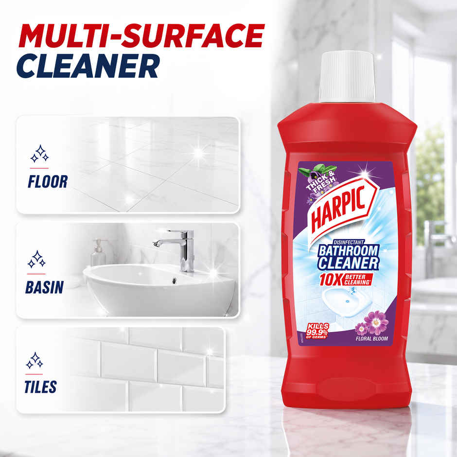 Harpic Floral Bathroom Cleaner Liquid | Removes Bathroom Stains
