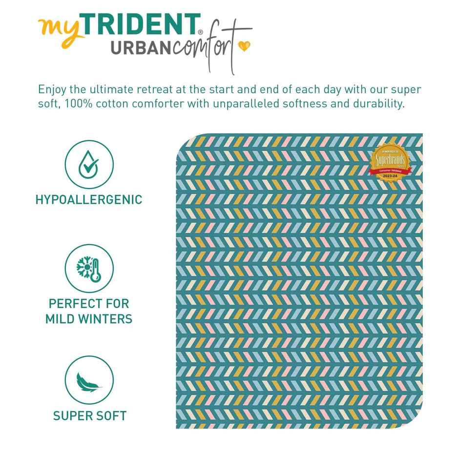 Mytrident Cotton AC Comforter | Printed Reversible Double Bed Comforter - Party Mood Teal