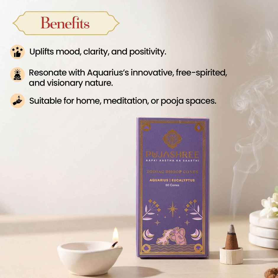Pujashree Zodiac Dhoop Cones | Aquarius - Eucalyptus