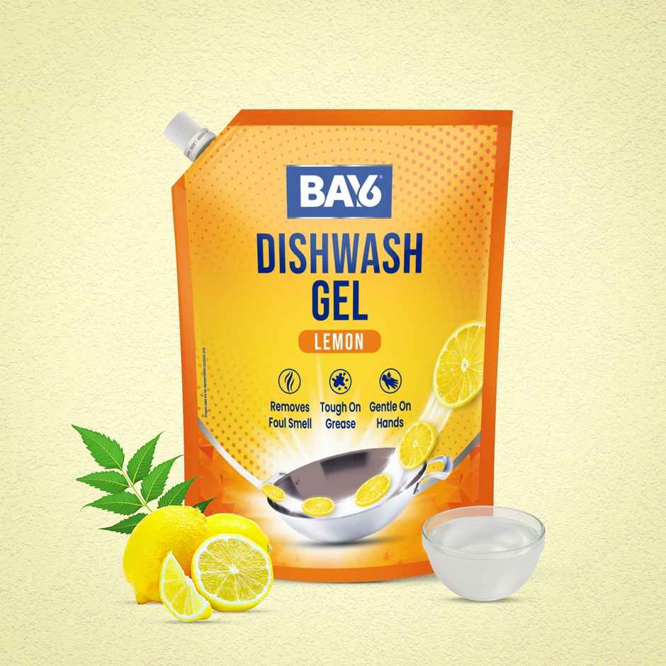 BAY6 Dishwash Gel Liquid Lemon Tough Grease & Foul Smell Removal Refill Pouch