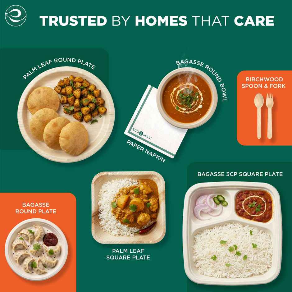 ECO SOUL | Bagasse Disposable Plates | 11 Inch | Round 4CP | 10 Count