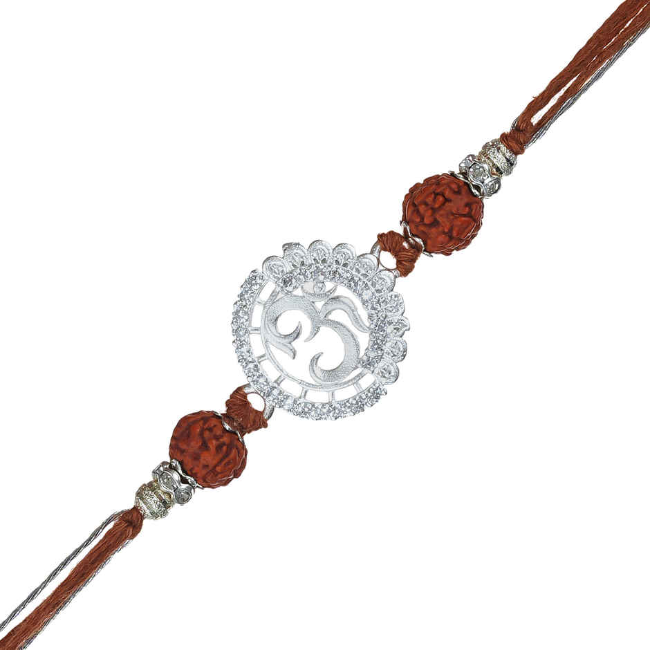 Om Rudraksha Designer Rakhi with Roli Chawal | Gift for Brother Bhaiya | Religious | Pack of 1 | Ecraftindia