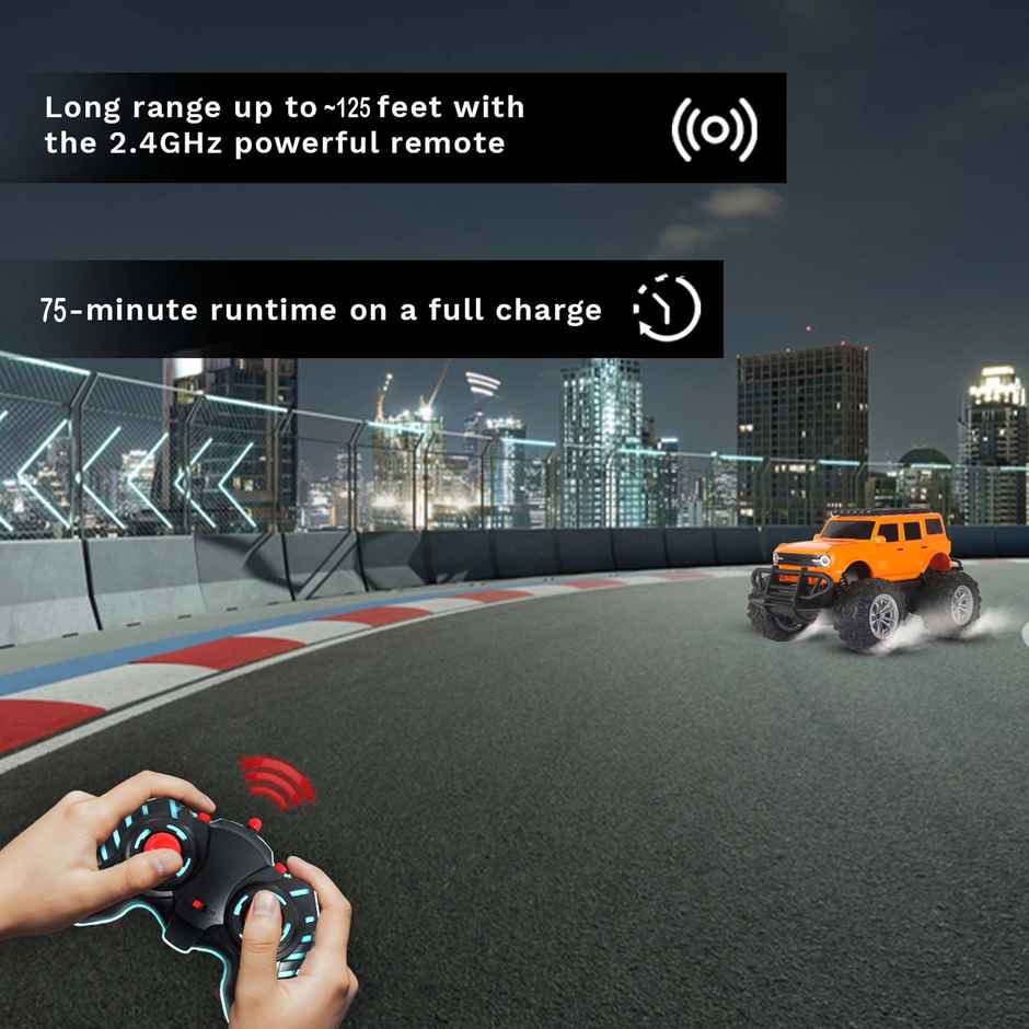 Race N Roll Off Roader Rechargeable Remote Control Monster Truck - Jee Orange