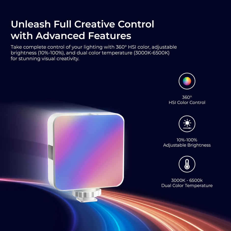 Digitek D6W RGB Mini LED Light ,| 3000, 6000K | HSI | FX Modes | USB-C | 2h Battery