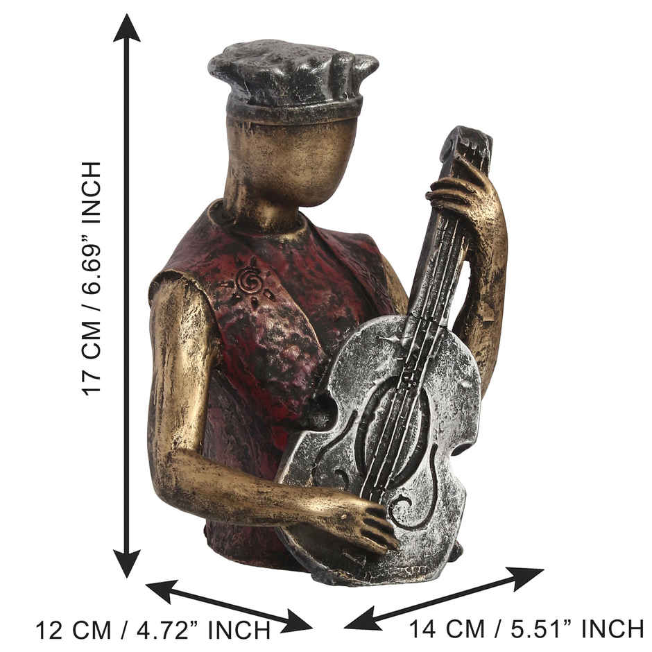 eCraftIndia Man Statue with Hat Playing Guitar Decorative Showpiece