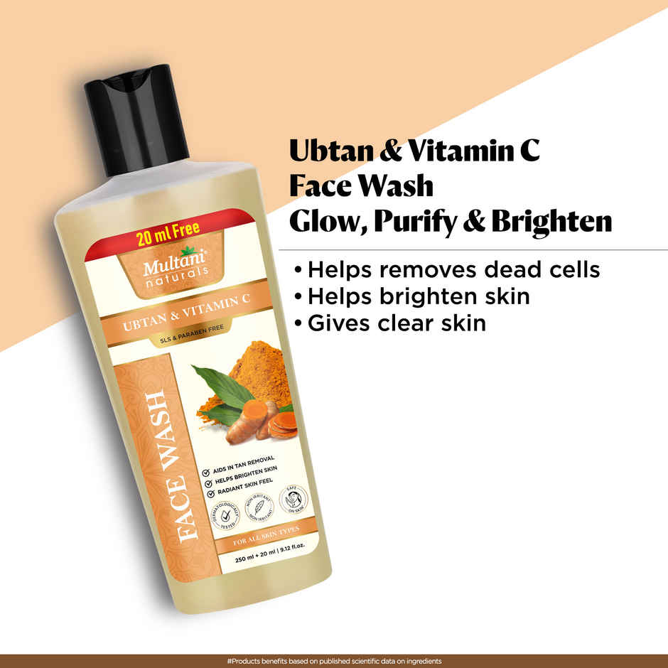 Multani Naturals Ubtan & Vitamin C Face Wash | Reduce Tan & Boost Radiance | No SLS Paraben