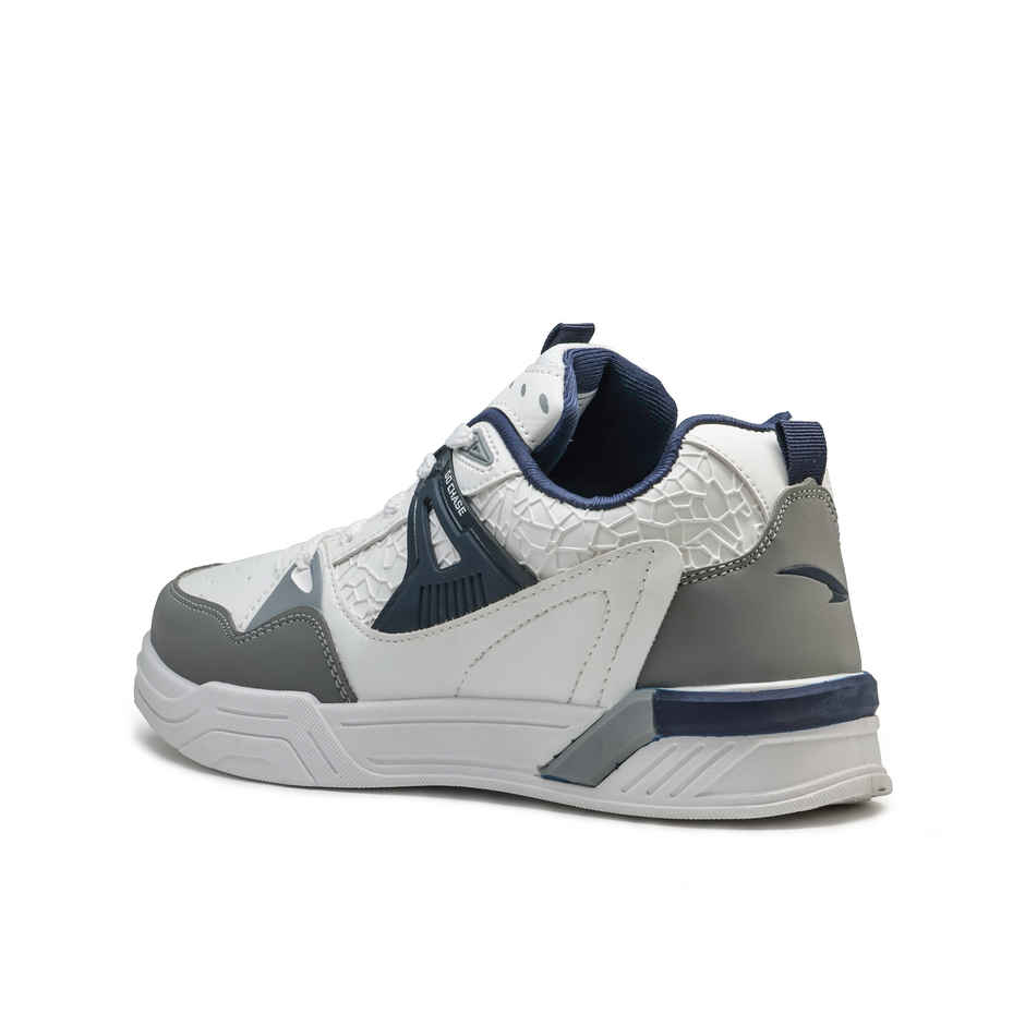 Asian Men's Casual Sneakers | Chicago-02 | White, Grey, and Navy - UK 6