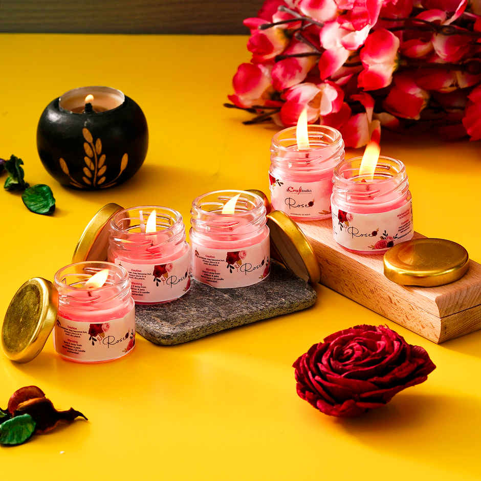 Mini Jar Scented Candles | Rose | eCraftIndia