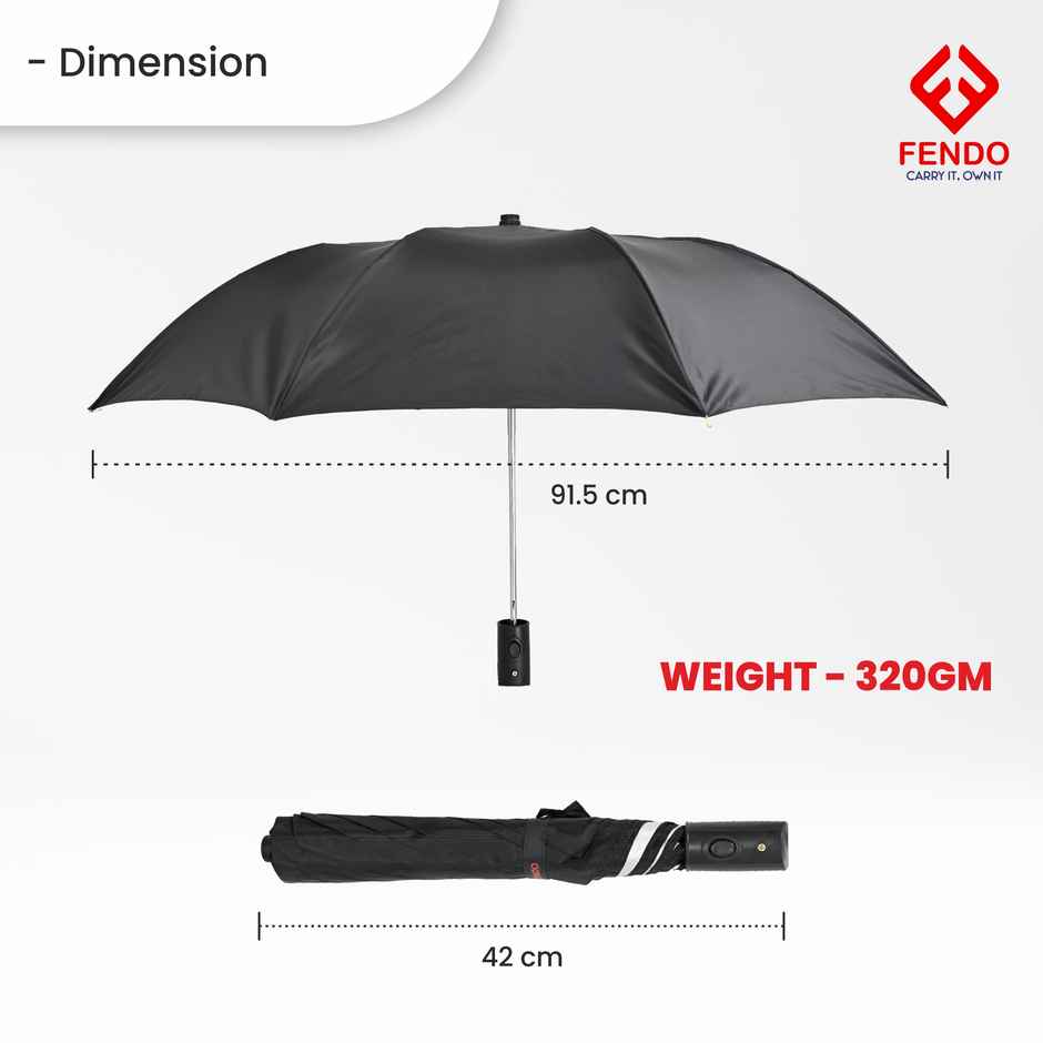 Fendo Rolex Umbrella Black | 21 inch | 2 Fold