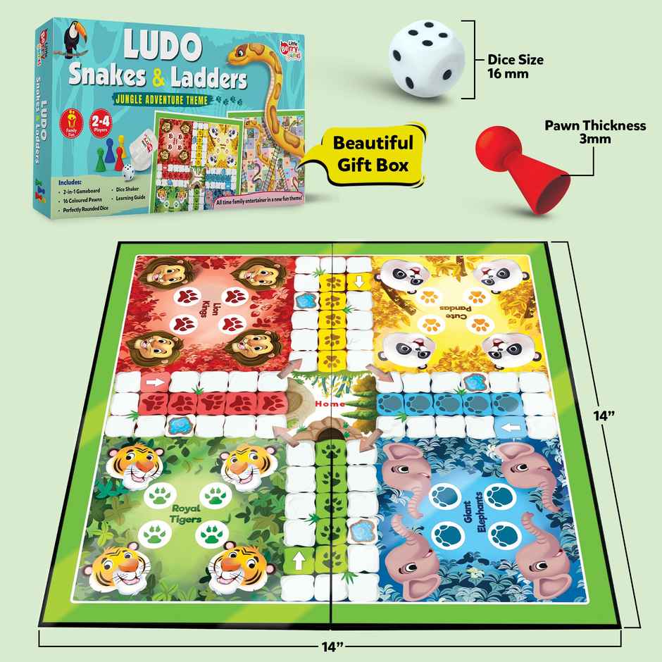 Little Berry Ludo & Snakes Ladders Board Game Set For Kids - 2 In 1 Board Game - Lb52