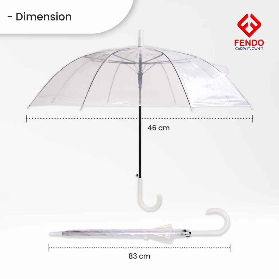 Fendo Straight Korean Umbrella | Transparent | 23 Inch | 1 Fold