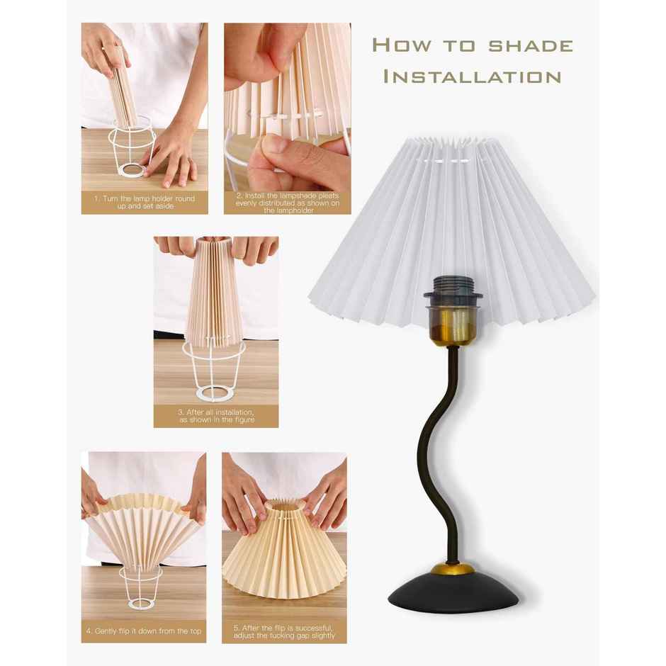 Homesake Matt Black Twister Metal Bedside Lamp | Pleated Jute Shade | Modern Table Light
