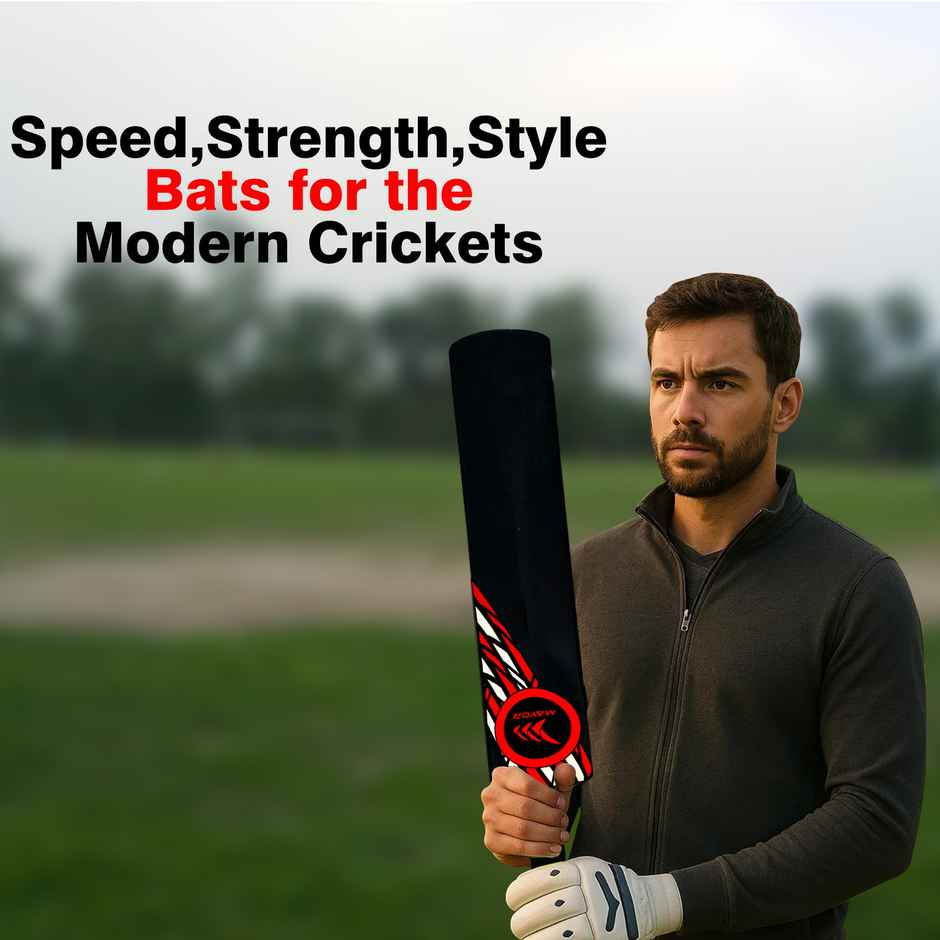 Mayor Century PVC Cricket Bat Full Size For Kids and Adults| PVC-Plastic Cricket Bat | Black-Red