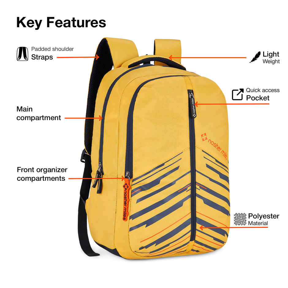 Nasher Miles Backpack for Unisex | Laptop Backpack | Casual Geography | Yellow - 31L