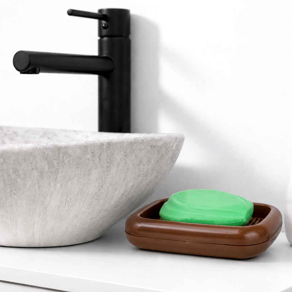 Nayasa Lumina Plastic Soap Case | Holder for Bathroom | Brown