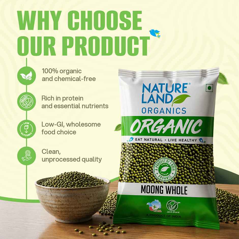 Natureland Organics Green Moong Dal Whole