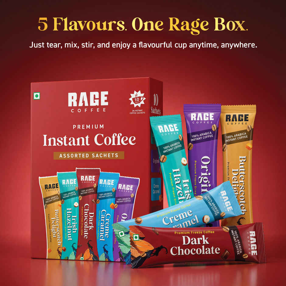 Rage Coffee Assorted Freeze Dried Instant Coffee Sachets | Arabica Beans